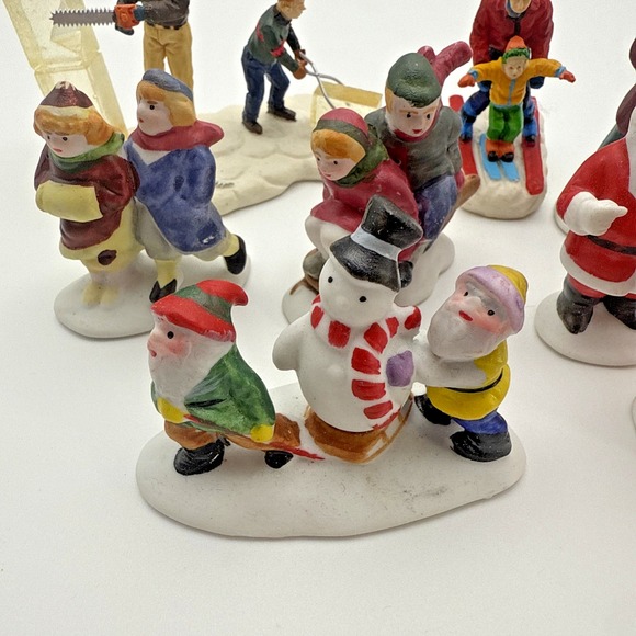 Lemax Christmas Village Accessories Lot Of 8 Santa, Sledding, Snowman Winter - Picture 2 of 14